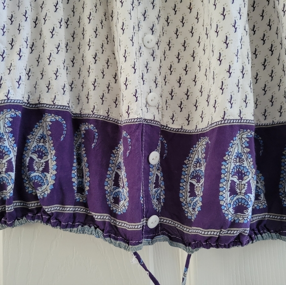 Faithful the Brand white Purple Floral Top Boho Off the Shoulder size Medium - Picture 3 of 9